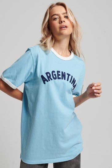 Superdry Blue Ringspun Football Argentina T-Shirt