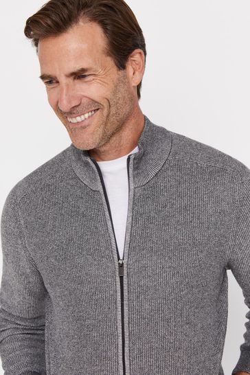 Buy Cortefiel Grey Plated Knit Cardigan from Next Luxembourg