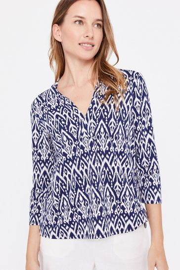 Cortefiel Blue Top With Elbow Length Sleeves
