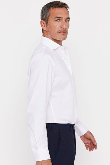 Cortefiel Classic Fit Plain Easy-Iron Pinpoint Dress Shirt