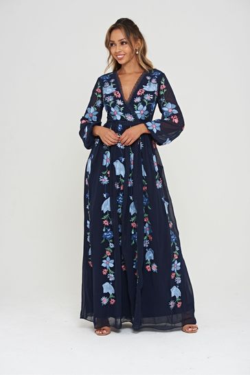 Frock and Frill Blue Embroidered Dress