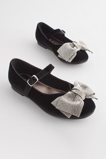 Black Sparkle Bow Occasion Mary Jane Shoes