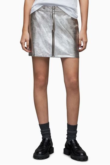 AllSaints Silver Cleo Skirt
