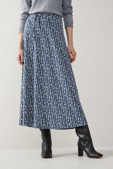 Blue/Ecru White Geo Midi Co-ord Skirt