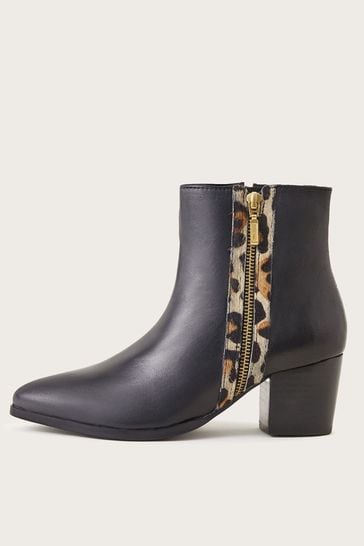 Monsoon Leather Animal Trim Ankle Boots