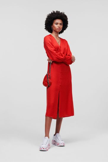 Buy Karl Lagerfeld Red Logo Jacquard Midi Dress from Next Ireland