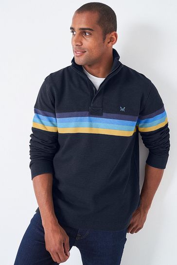 Crew Clothing Company Multi Blue Stripe Cotton Casual Sweatshirt