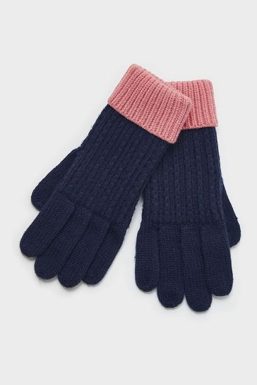 Crew Clothing Company Navy Blue Colour Block Gloves