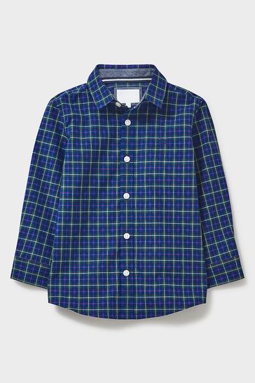 Crew Clothing Company Mid Blue Check Print Cotton Classic Shirt