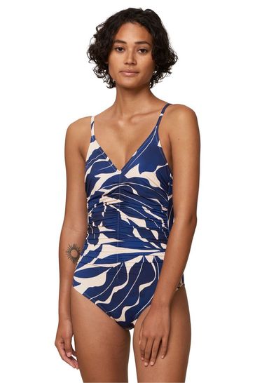 Triumph Blue Padded Ruched Tummy Flattering Swimsuit