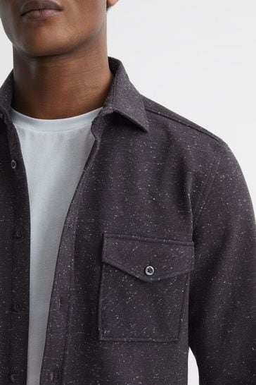 Buy Reiss Black Grisham Slim Fit Flecked Overshirt from Next