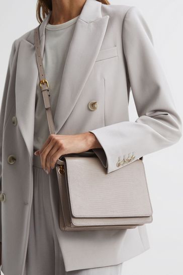 Buy Reiss Grey Windsor Grained Leather Bag from Next Poland