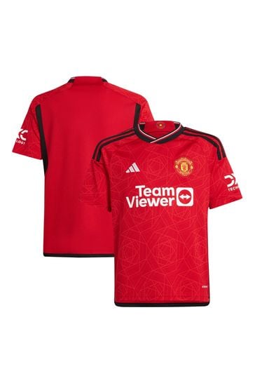 adidas Red Football Red Manchester United 23/24 Kids Home Shirt