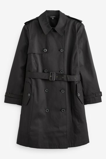 Buy Lauren Ralph Lauren Curve Double Breasted Cotton Blend Trench