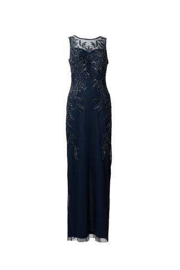 adrianna papell beaded column gown
