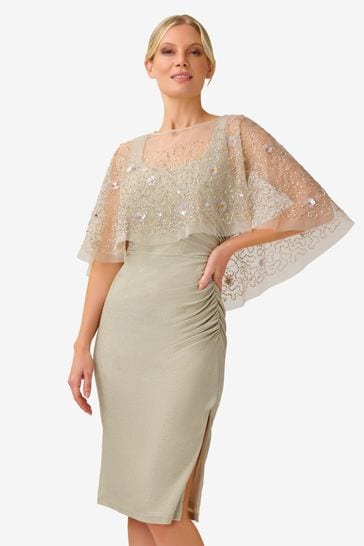 Adrianna Papell Natural Petal Beaded Cape