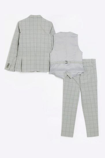 Buy River Island Grey Chrome Boys Check Waistcoat Set from Next United Arab Emirates
