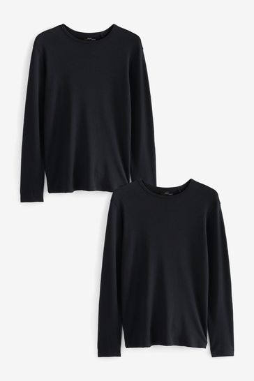 Buy Black Long Sleeve Thermal Tops 2 Pack from Next Ukraine