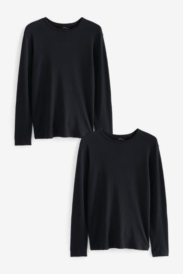 Buy Black 2 Pack Thermal Long Sleeve Top from Next USA