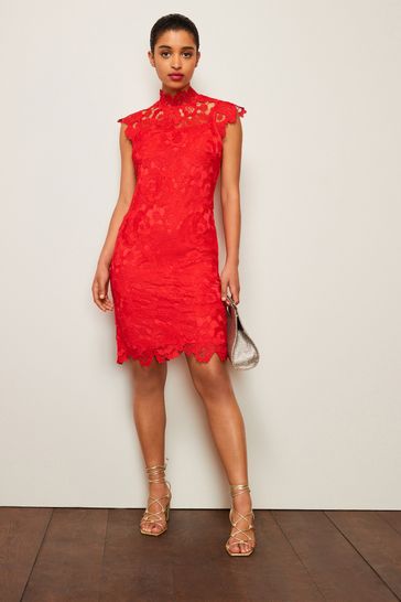 Red mini shift dress cheap