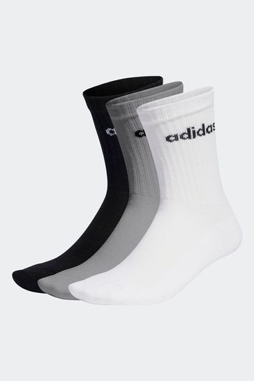 Pack de 3 pares de calcetines grises acolchados con diseño lineal Performance de adidas