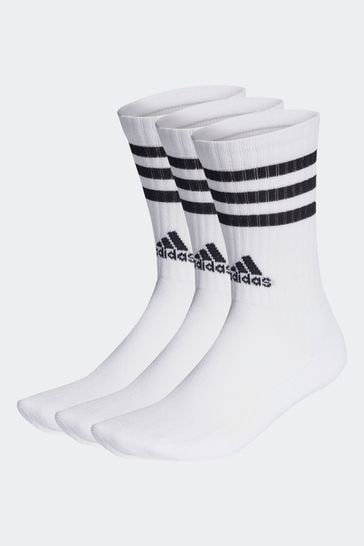 adidas White 3-Stripes Cushioned Crew Socks 3 Pairs