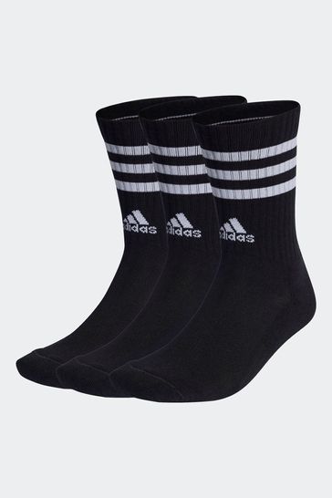 adidas Black 3-Stripes Cushioned Crew Socks 3 Pairs