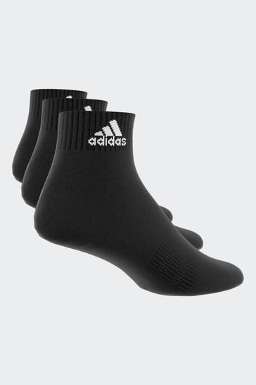 adidas Dark Black Cushioned Sportswear Ankle Socks 3 Pack