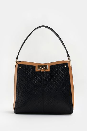 Buy River Island Embossed Black Slouch Bag from Next Ireland