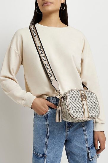 Buy River Island Brown Monogram Double Pouchette Bag from the Next UK  online shop