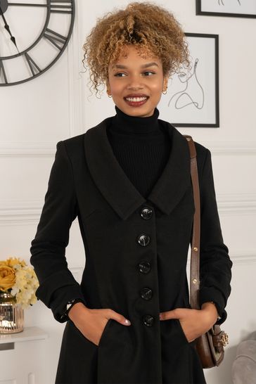 Buy Jolie Moi Cailyn Retro Flare Black Coat from Next Luxembourg