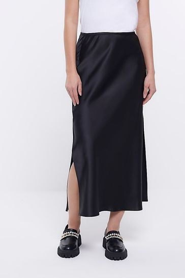 River Island Black Midi Skirt