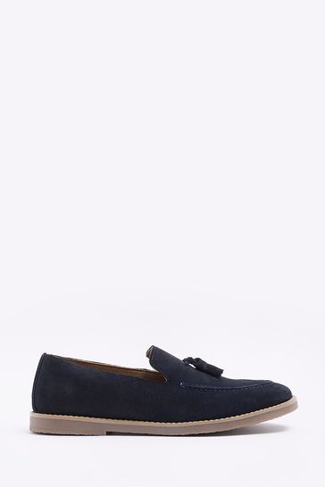 River island navy loafers discount