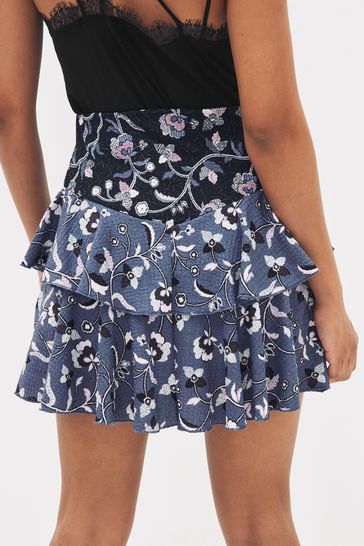 Dark blue best sale floral mini skirt