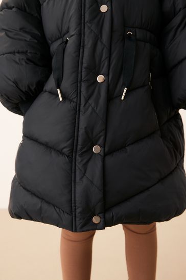 Buy Black Shower Resistant Poncho Padded Coat (3-16yrs) from