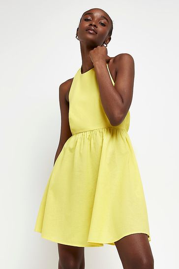 River Island Yellow Halter Neck Mini Dress