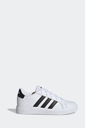 adidas White/Black Kids Sportswear Grand Court Lifestyle Tennis Lace-Up Trainers