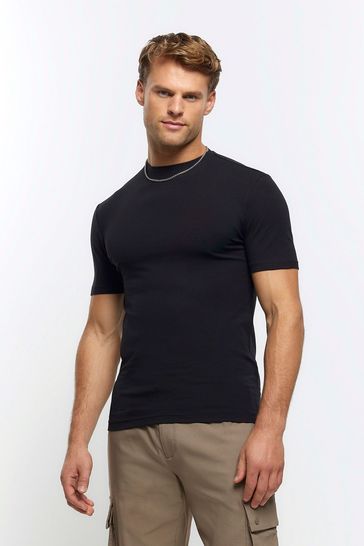 River Island Black Muscle T-Shirts 5 Pack