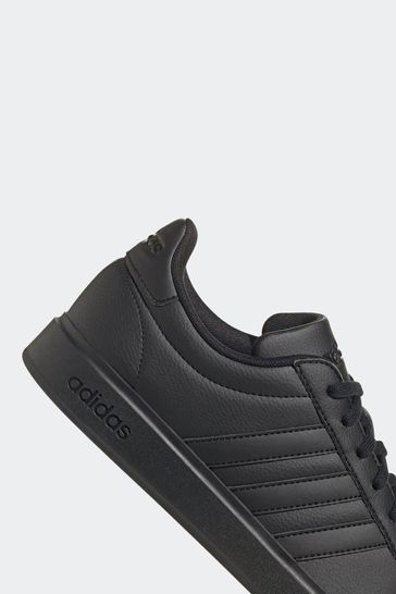 Adidas black leather online trainers