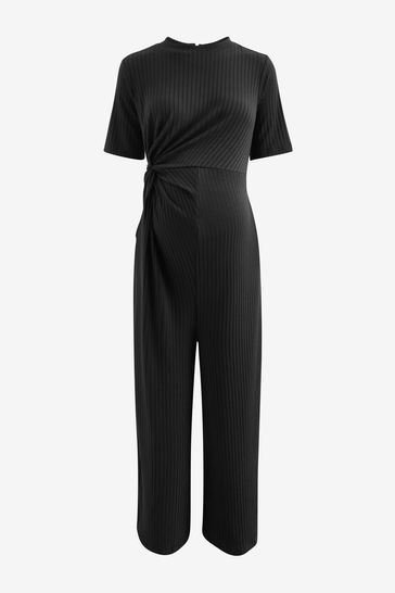 Buy Black Ribbed Knot Side Jumpsuit from Next Estonia