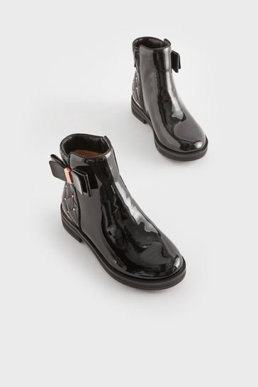 Buy Black Rose Gold Bow Stud Boots from Next Singapore