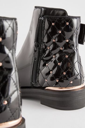 Buy Black Rose Gold Bow Stud Boots from Next Ireland