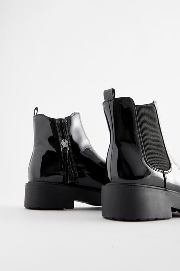 Buy Black Patent Wide Fit G Chunky Chelsea Boots from Next Singapore