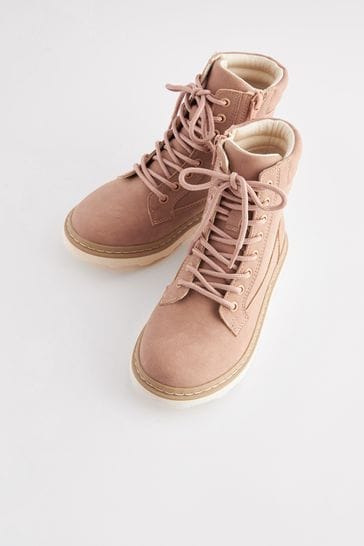 Pink suede deals lace up boots