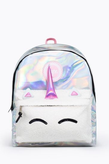 Hype. Silver/Pink Iridescent Borg Unicorn 3D Backpack