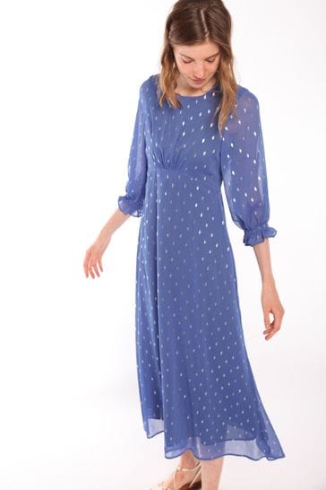 Blue chiffon midi on sale dress