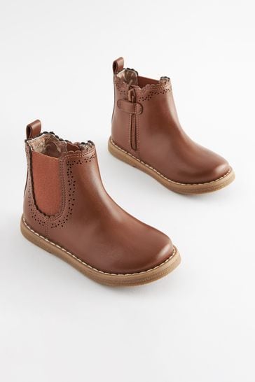 Tan Brown Standard Fit (F) Cut-Out Detail Chelsea Boots