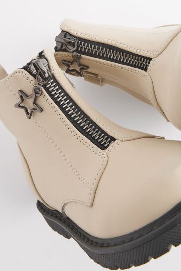 Buy Off White Zip Front Charm Detail Ankle Boots from Next Germany