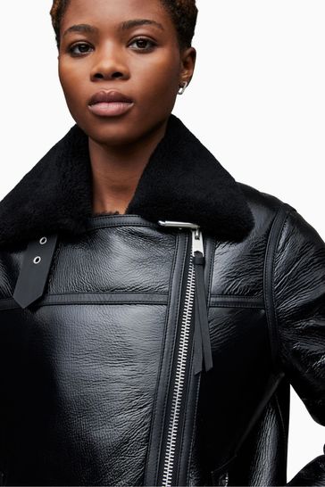 Allsaints shearling leather jacket online