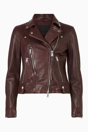 All saints 2025 red leather jacket